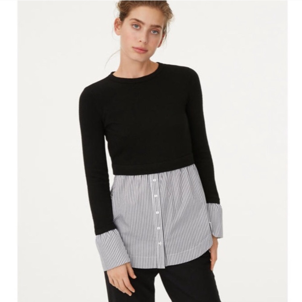 NWT Club Monaco Berdine Black Stripe Layer Sweater
